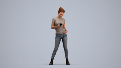 photogrammetry 3D woman casual standing, realistic human model archviz FBX, standing pose render