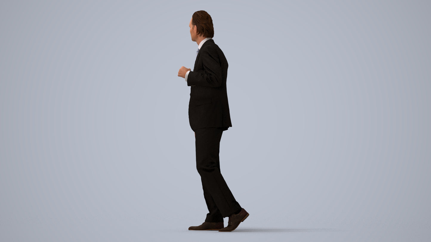 scanned 3D man business, photogrammetry people for Enscape and V-Ray, three-quarter view render