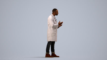 3D scanned man standing, photorealistic archviz people for Enscape and SketchUp, side view render
