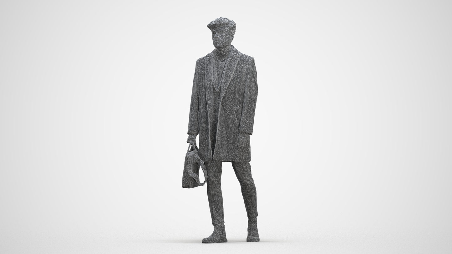 realistic 3D human man business walking, archviz people FBX OBJ for Blender, three-quarter front view render