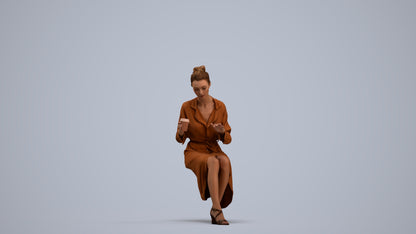 realistic 3D people woman casual sitting, render-ready for V-Ray and Corona, FBX OBJ, standing pose render