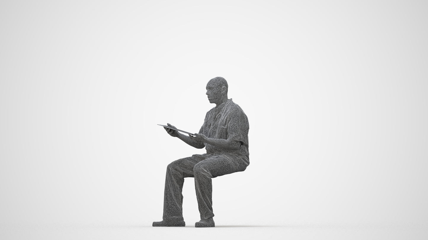 photogrammetry 3D man medical, realistic human model archviz FBX, wireframe back view