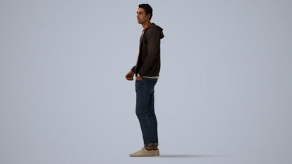 realistic 3D people man casual standing, render-ready for V-Ray and Corona, FBX OBJ, three-quarter view render