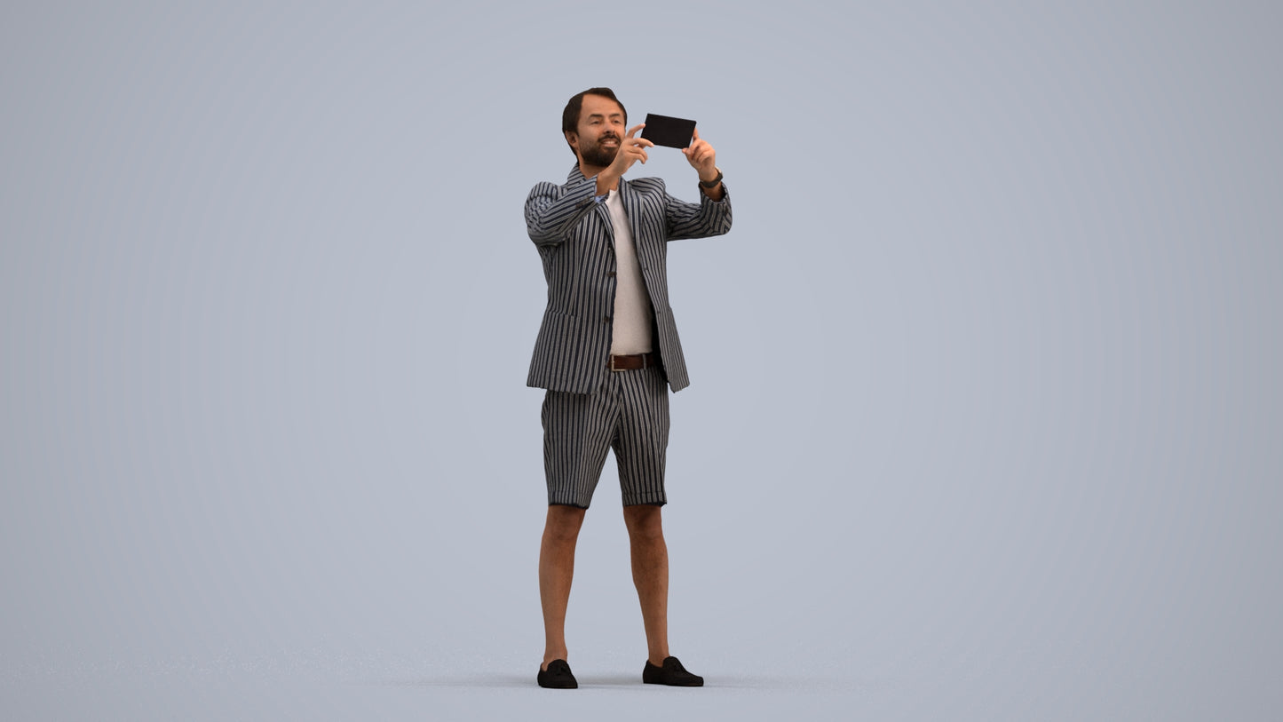 3D scanned man standing business, photorealistic archviz people for Enscape and SketchUp, standing pose render