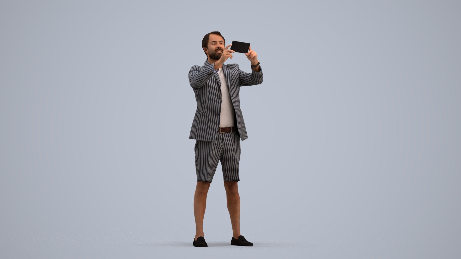 3D scanned man standing business, photorealistic archviz people for Enscape and SketchUp, standing pose render