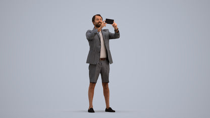3D scanned man standing business, photorealistic archviz people for Enscape and SketchUp, standing pose render