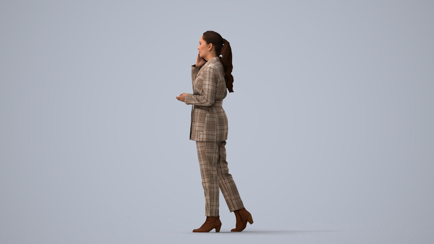 3D scanned woman business, photorealistic archviz people for Enscape and SketchUp, three-quarter view render