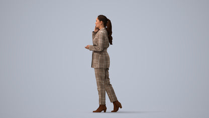 3D scanned woman business, photorealistic archviz people for Enscape and SketchUp, three-quarter view render