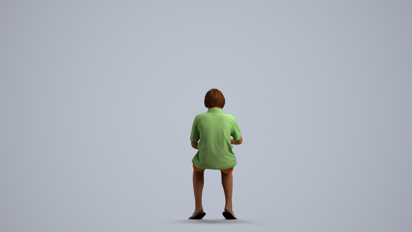 photogrammetry 3D boy kids, realistic human model archviz FBX, front view render