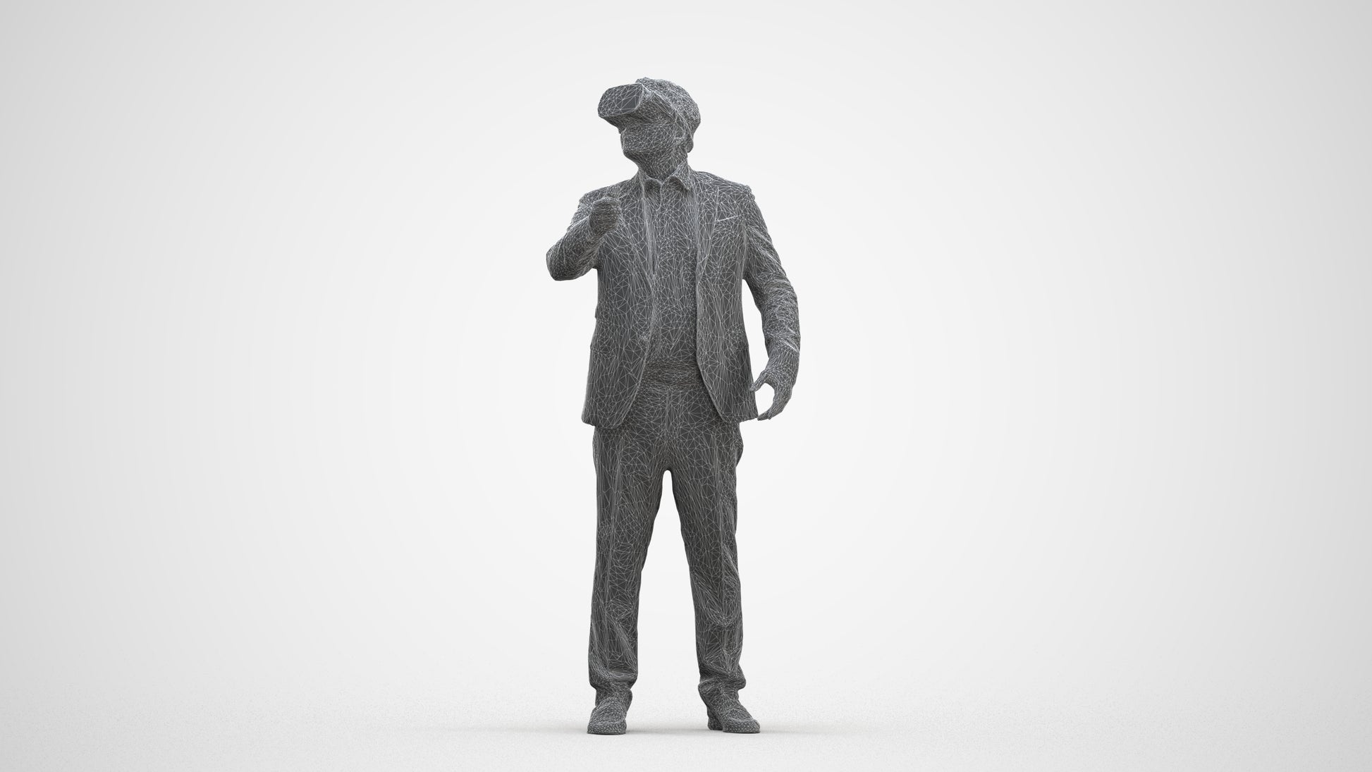 realistic 3D human man business standing, archviz people FBX OBJ for Blender, three-quarter front view render