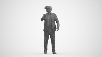realistic 3D human man business standing, archviz people FBX OBJ for Blender, three-quarter front view render