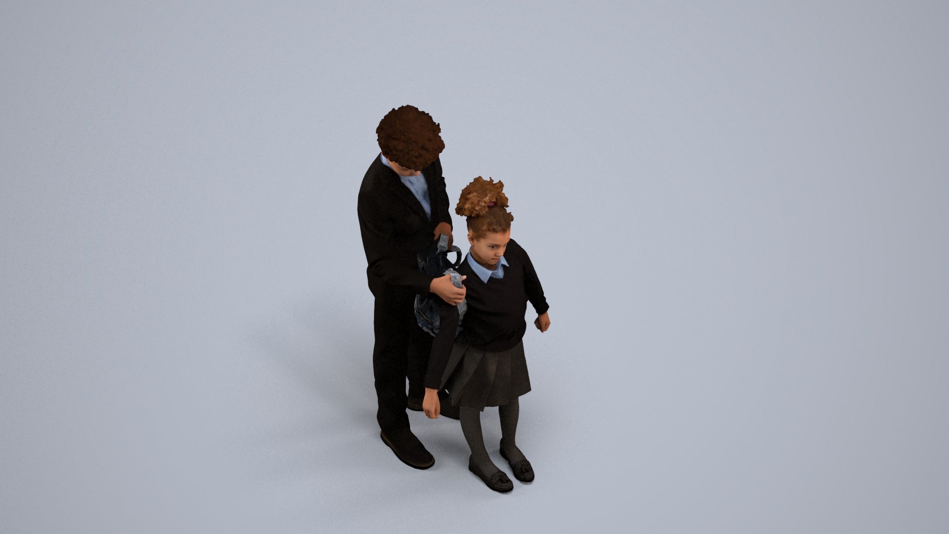 photogrammetry 3D girl kids, realistic human model archviz FBX, back view render