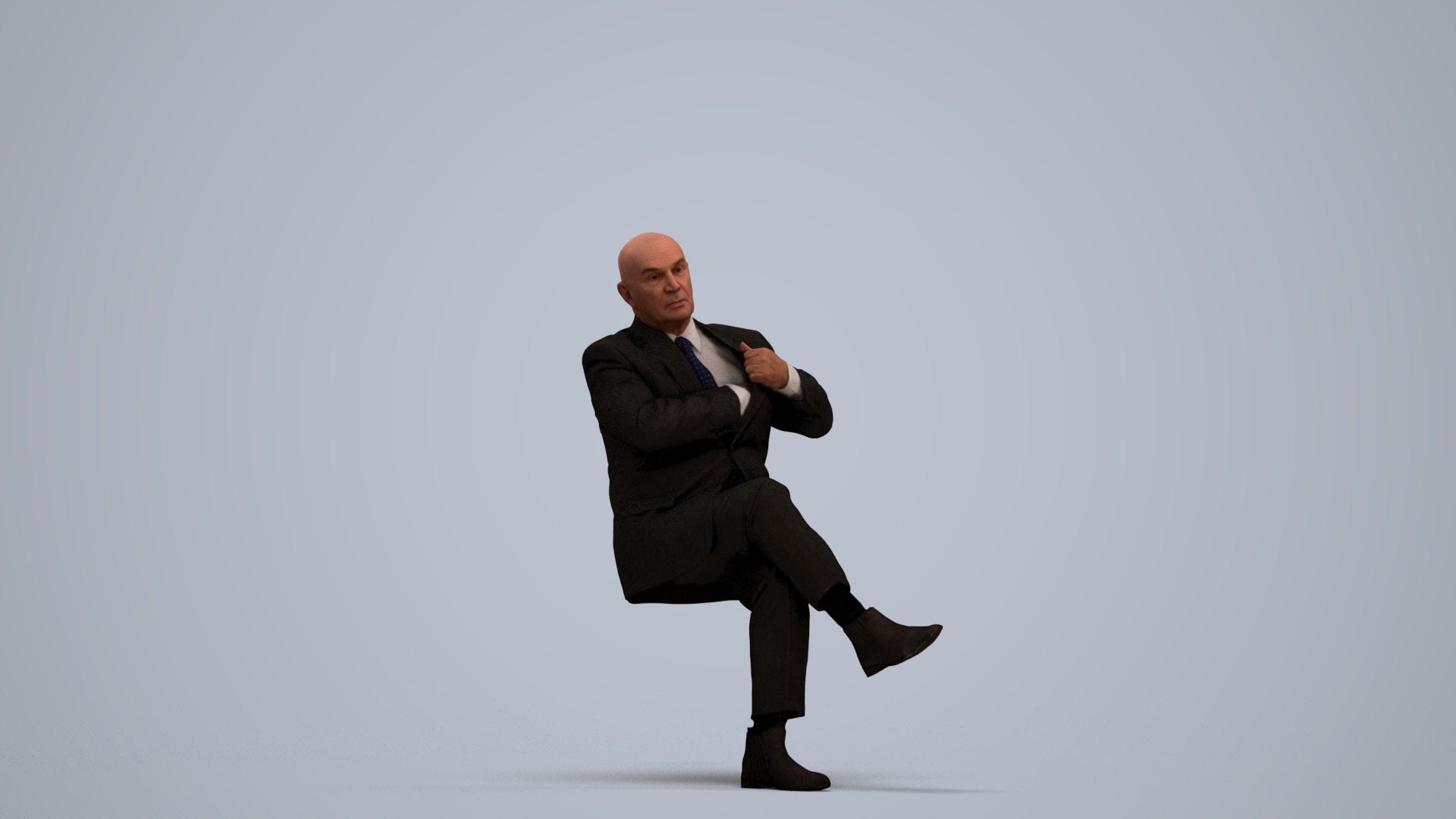 realistic 3D human senior man business mix, archviz people FBX OBJ for Blender, standing pose render