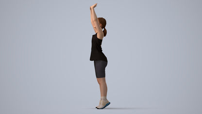 realistic 3D human girl sport, archviz people FBX OBJ for Blender, three-quarter view render