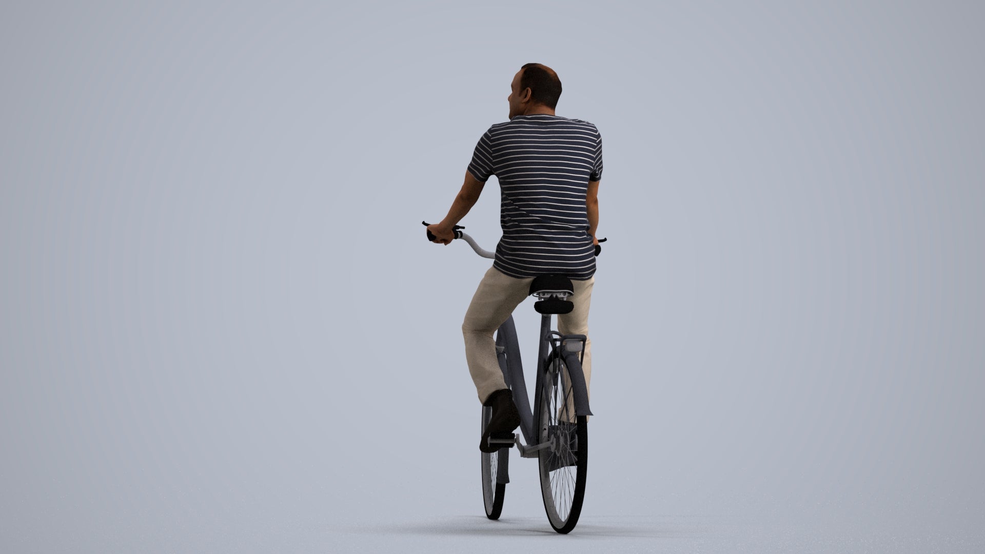 scanned 3D man casual cycling, photogrammetry people for Enscape and V-Ray, front view render