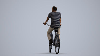 scanned 3D man casual cycling, photogrammetry people for Enscape and V-Ray, front view render