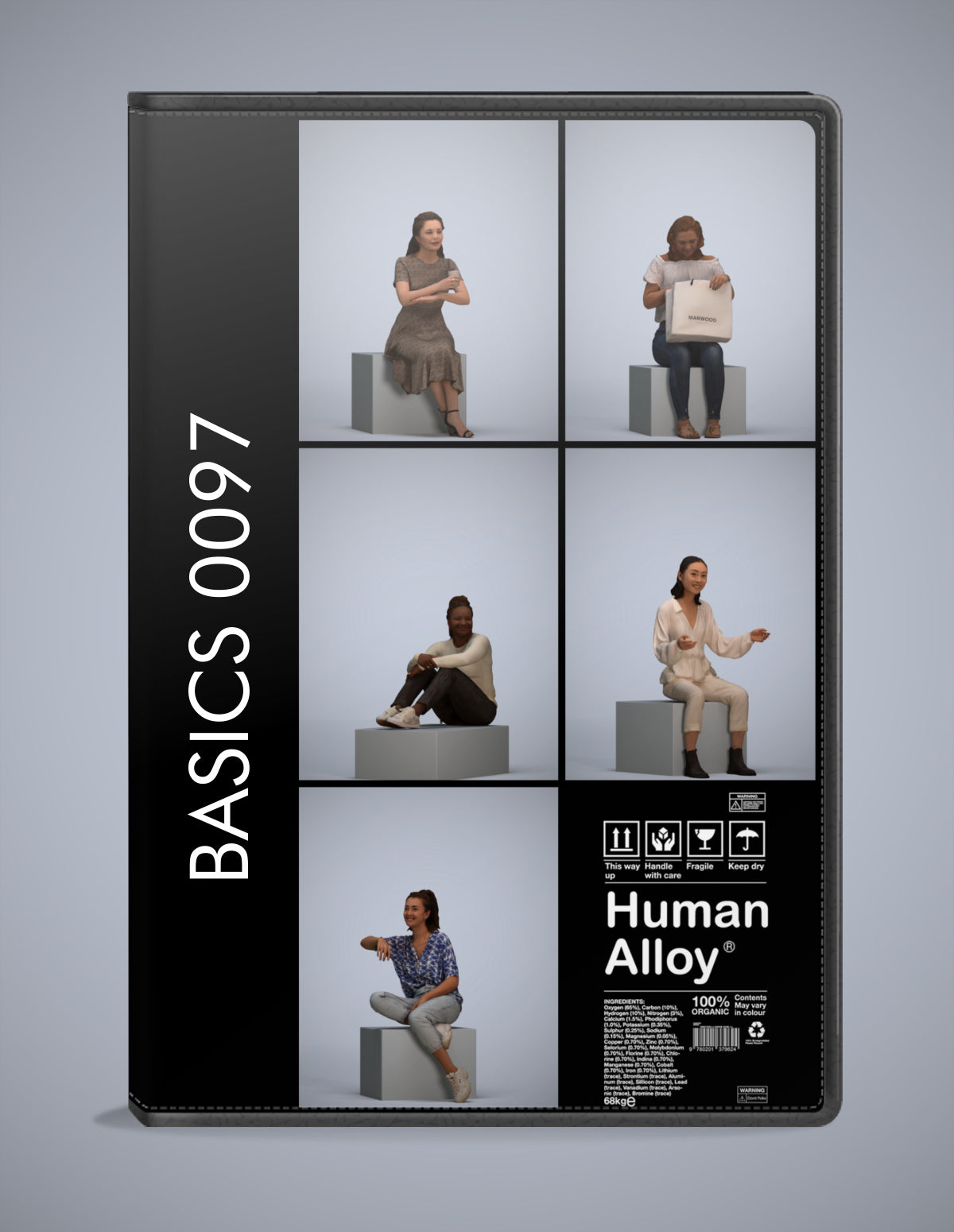 realistic 3D humans sitting pack, 5 archviz people FBX OBJ for Blender