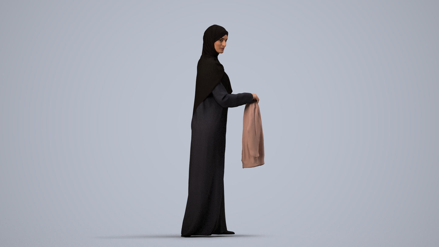 scanned 3D woman standing, photogrammetry people for Enscape and V-Ray, side view render