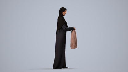 scanned 3D woman standing, photogrammetry people for Enscape and V-Ray, side view render