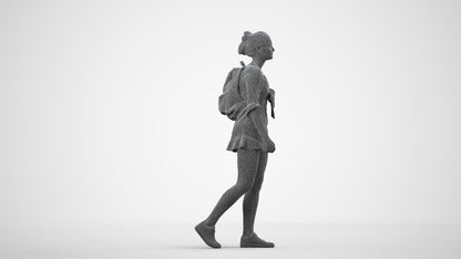 realistic 3D people girl casual kids, render-ready for V-Ray and Corona, FBX OBJ, wireframe side view