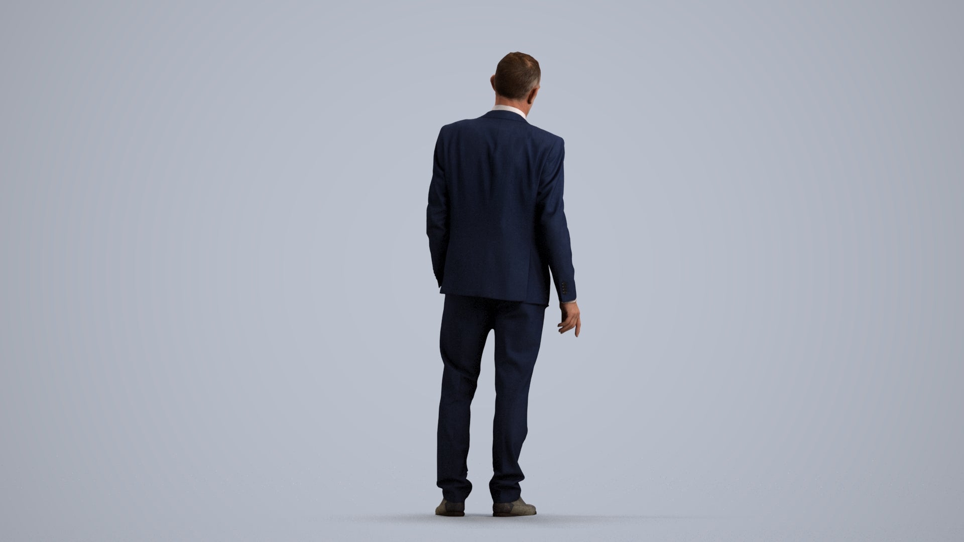 3D people model senior man business, scanned human for 3ds Max rendering, front view render