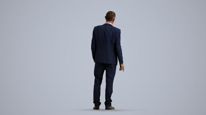 3D people model senior man business, scanned human for 3ds Max rendering, front view render
