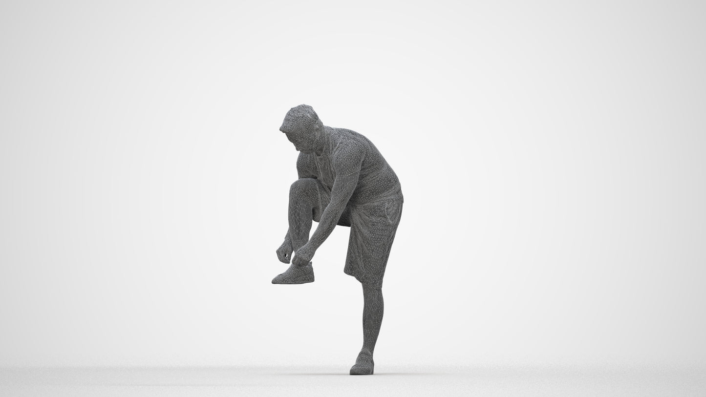 realistic 3D human man sport, archviz people FBX OBJ for Blender, wireframe back view