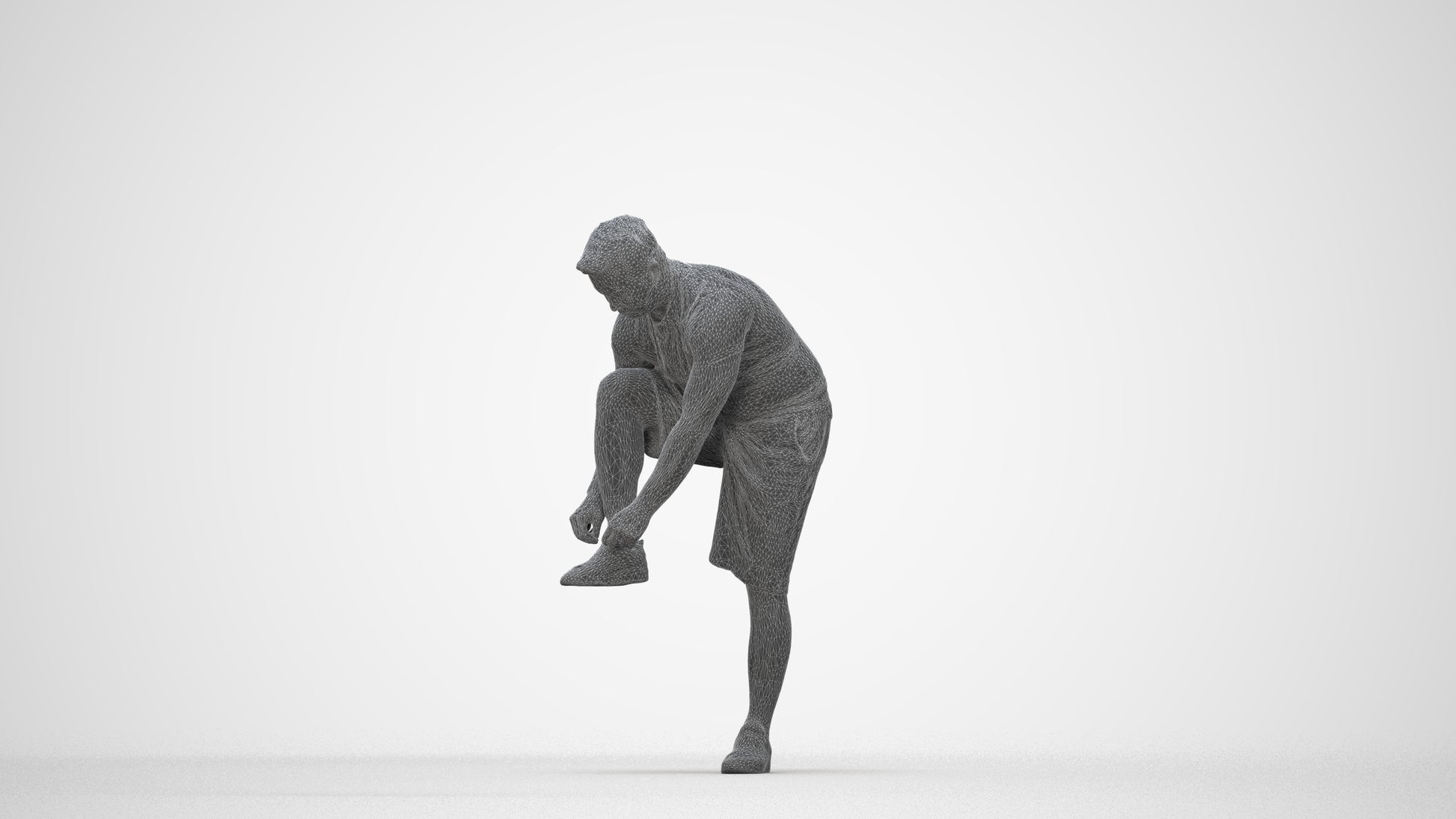 realistic 3D human man sport, archviz people FBX OBJ for Blender, wireframe back view