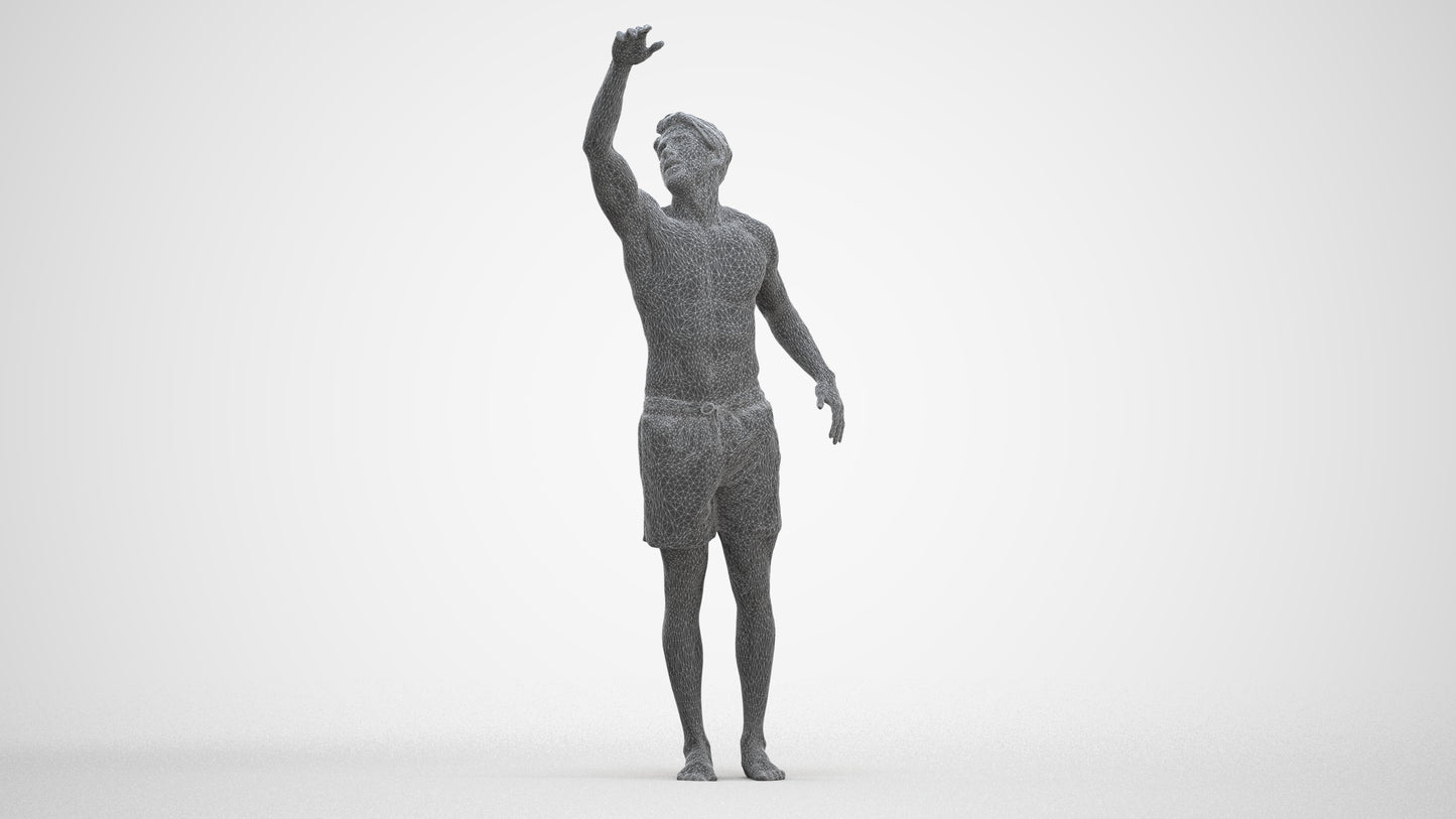 realistic 3D people man pool, render-ready for V-Ray and Corona, FBX OBJ, three-quarter front view render