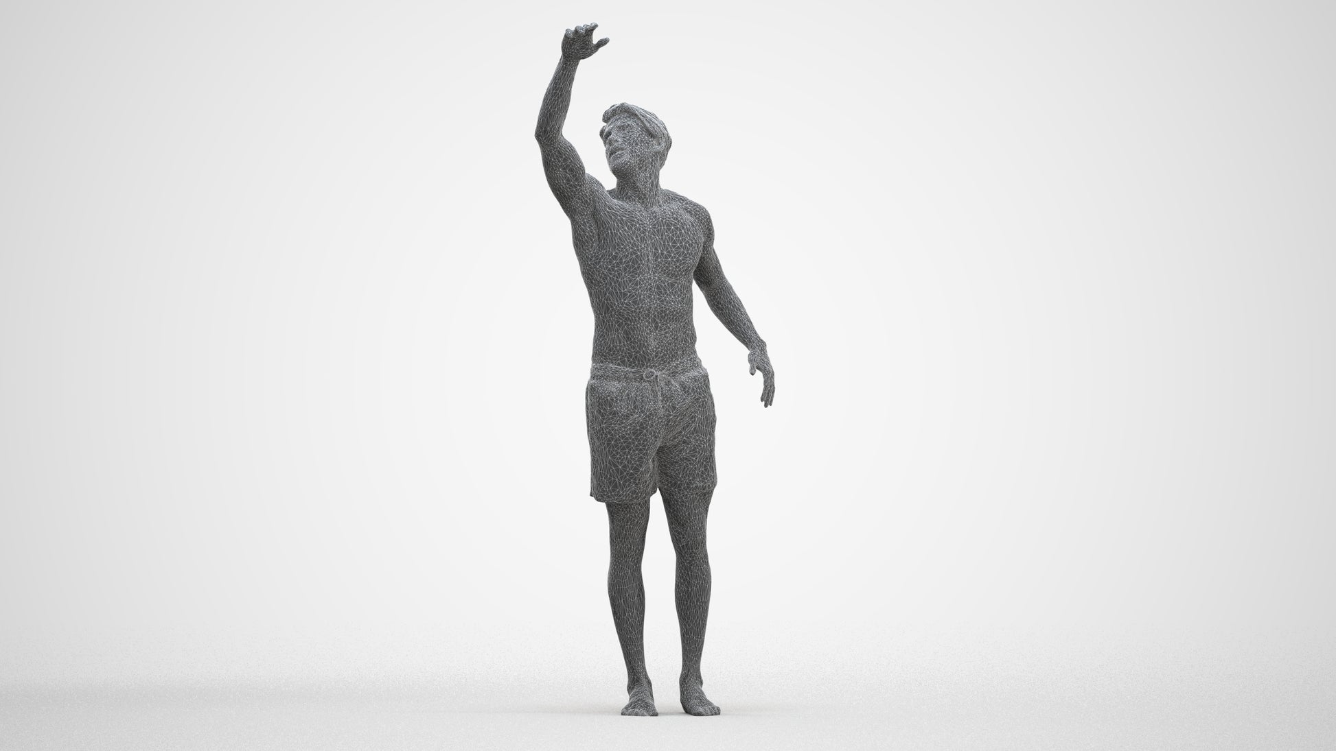 realistic 3D people man pool, render-ready for V-Ray and Corona, FBX OBJ, three-quarter front view render