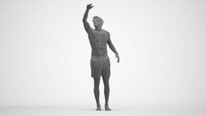 realistic 3D people man pool, render-ready for V-Ray and Corona, FBX OBJ, three-quarter front view render