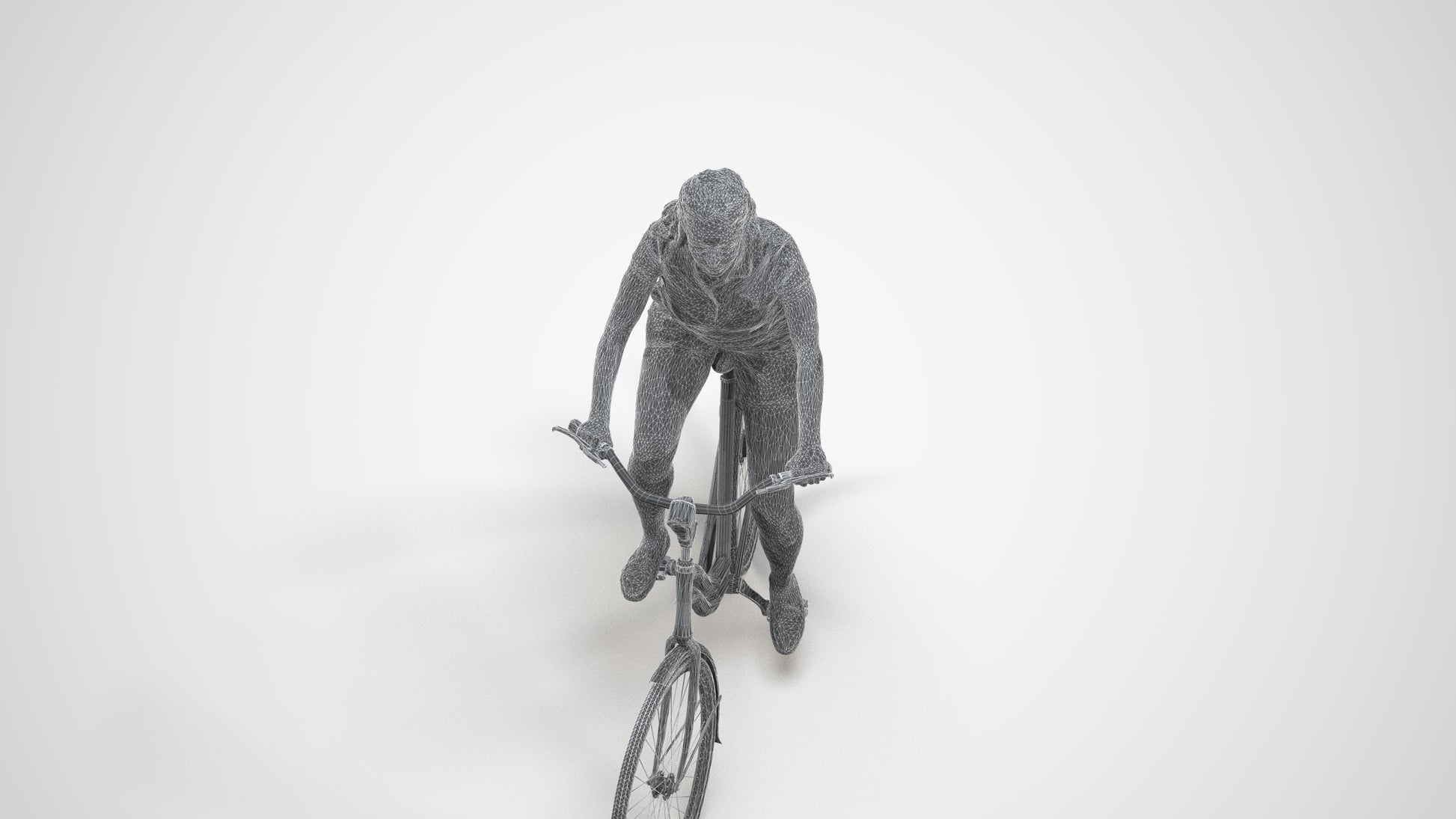 realistic 3D people woman casual cycling, render-ready for V-Ray and Corona, FBX OBJ, wireframe three-quarter view