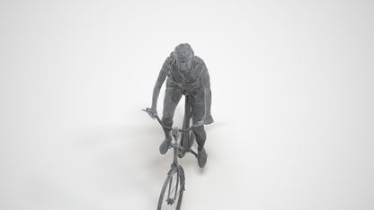 realistic 3D people woman casual cycling, render-ready for V-Ray and Corona, FBX OBJ, wireframe three-quarter view