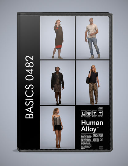 3D human models walking bundle, 5 photogrammetry scanned people for archviz