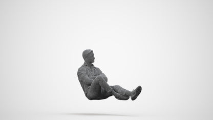 realistic 3D human man casual sitting, archviz people FBX OBJ for Blender, wireframe side view
