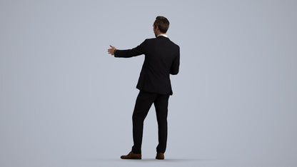 realistic 3D human man business shopping, archviz people FBX OBJ for Blender, front view render