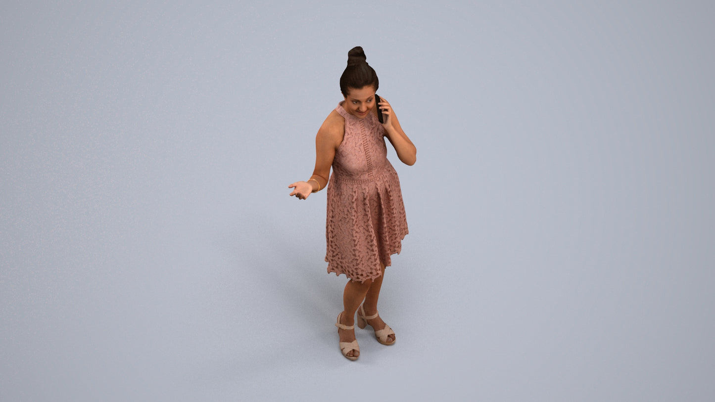 scanned 3D woman formal standing, photogrammetry people for Enscape and V-Ray, back view render