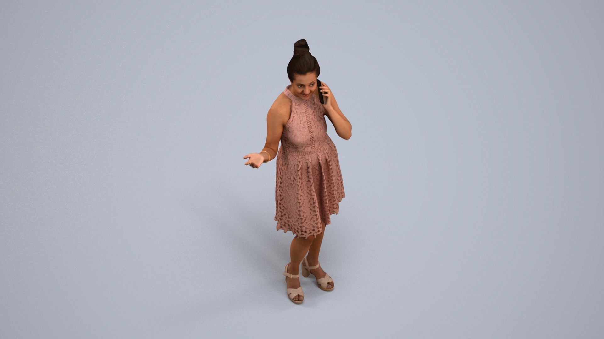 scanned 3D woman formal standing, photogrammetry people for Enscape and V-Ray, back view render