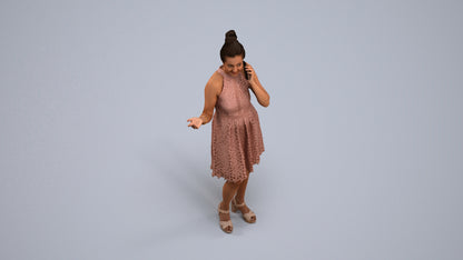 scanned 3D woman formal standing, photogrammetry people for Enscape and V-Ray, back view render