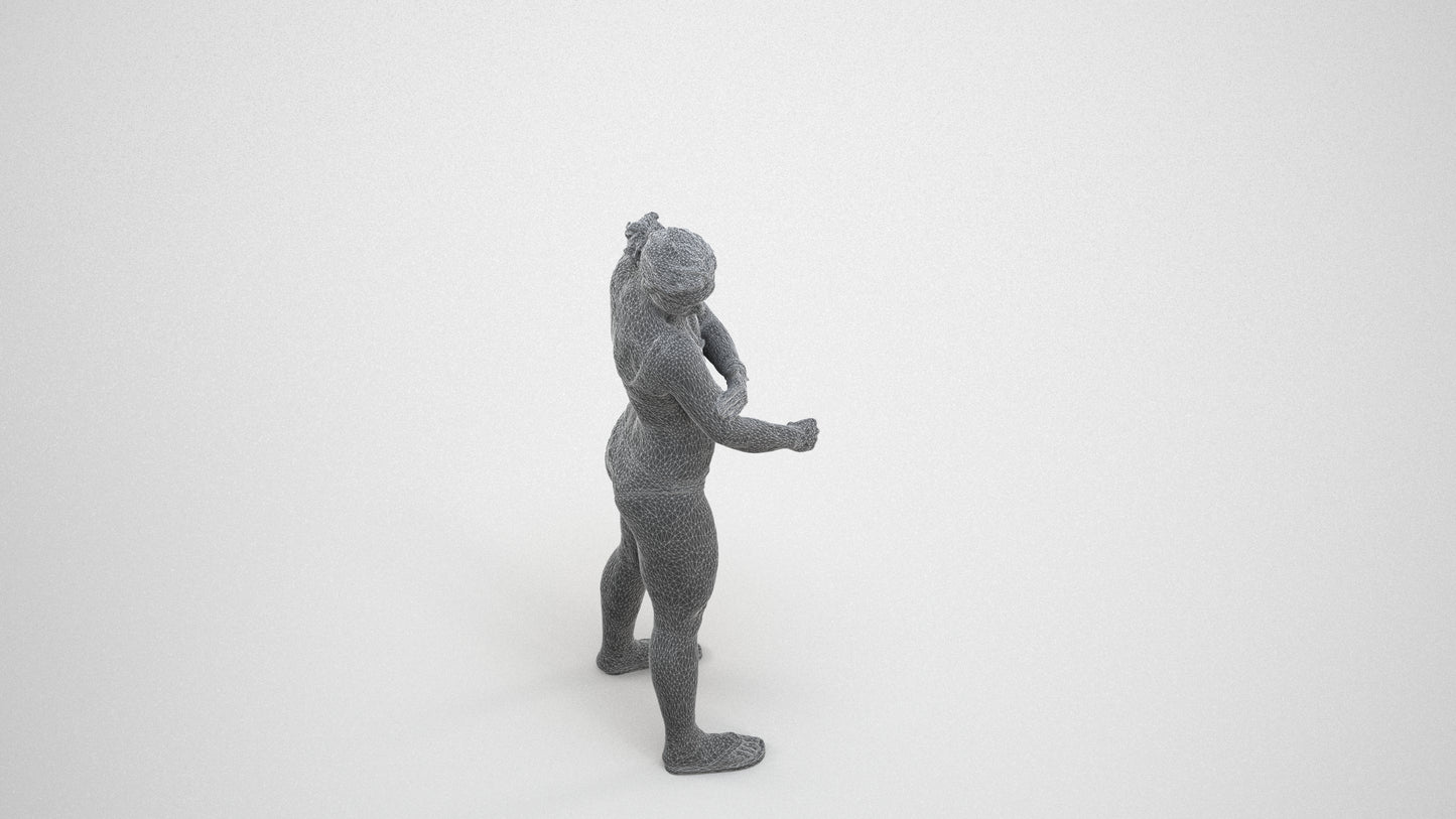 scanned 3D woman pool, photogrammetry people for Enscape and V-Ray, wireframe three-quarter view