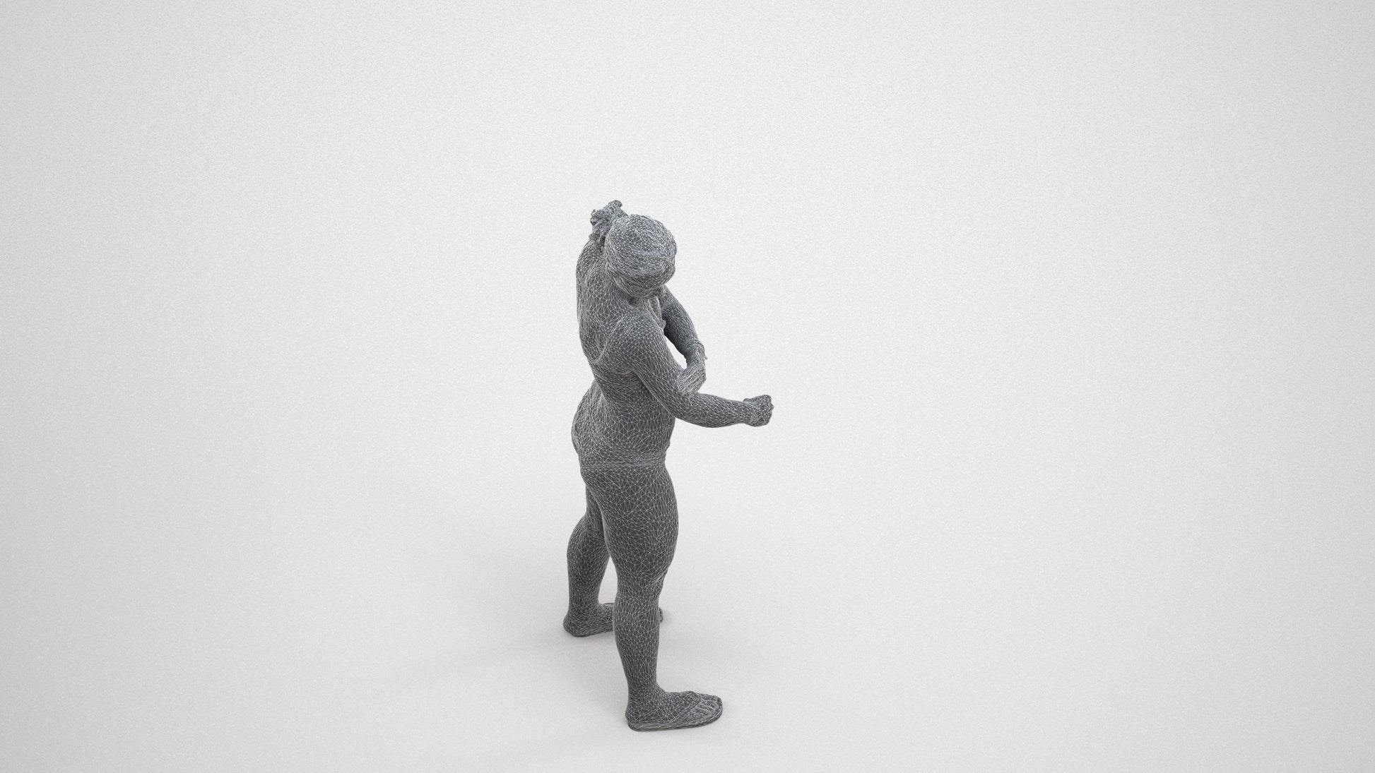 scanned 3D woman pool, photogrammetry people for Enscape and V-Ray, wireframe three-quarter view