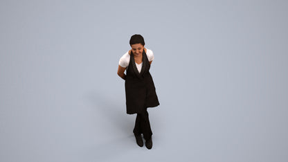 scanned 3D woman hospitality, photogrammetry people for Enscape and V-Ray, back view render