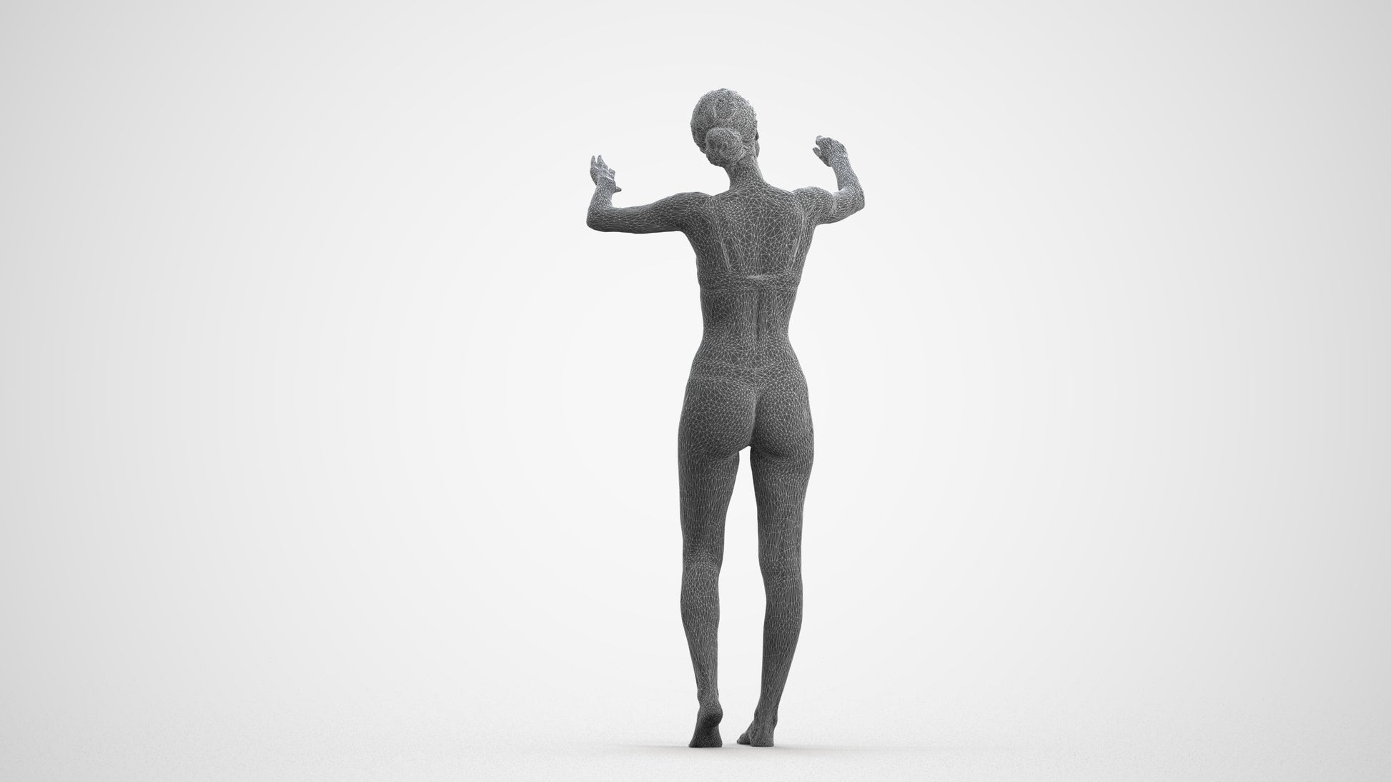 photogrammetry 3D woman bathroom, realistic human model archviz FBX, wireframe front view