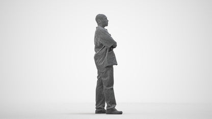 scanned 3D man medical, photogrammetry people for Enscape and V-Ray, wireframe side view