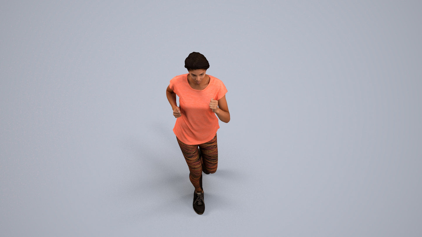 realistic 3D woman sport walking, scanned archviz people for Blender and 3ds Max, back view render
