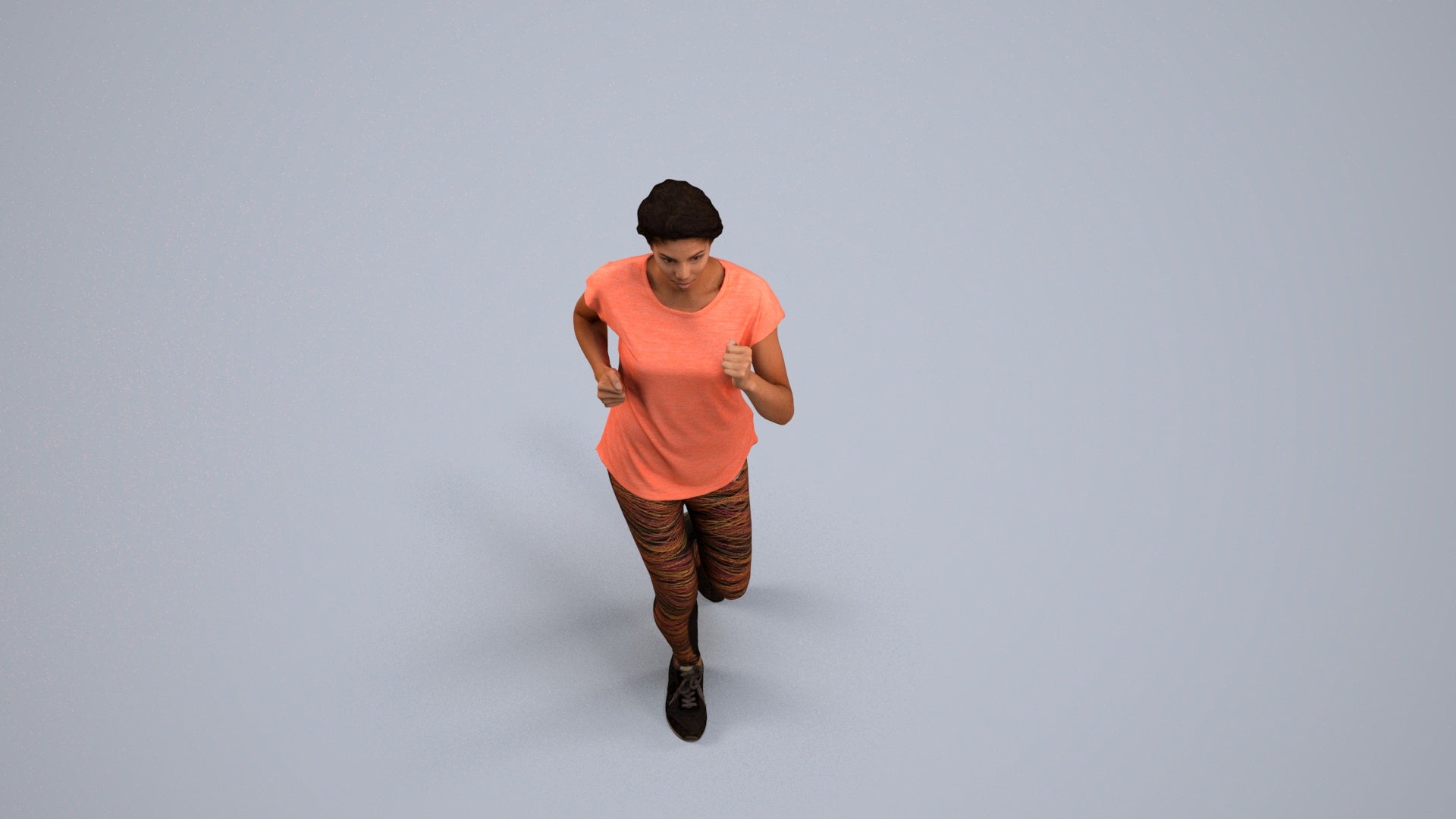 realistic 3D woman sport walking, scanned archviz people for Blender and 3ds Max, back view render