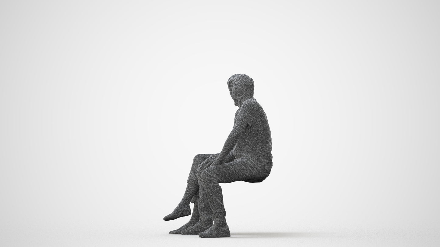 3D people model senior woman casual couple, scanned human for 3ds Max rendering, square thumbnail