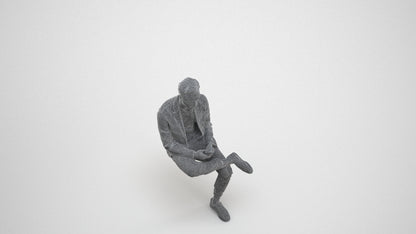 3D scanned man business, photorealistic archviz people for Enscape and SketchUp, wireframe three-quarter view