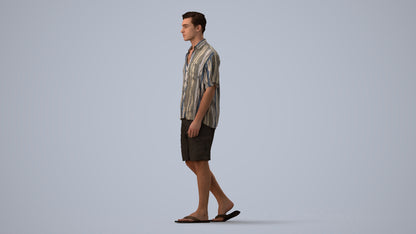 scanned 3D man casual walking, photogrammetry people for Enscape and V-Ray, three-quarter view render