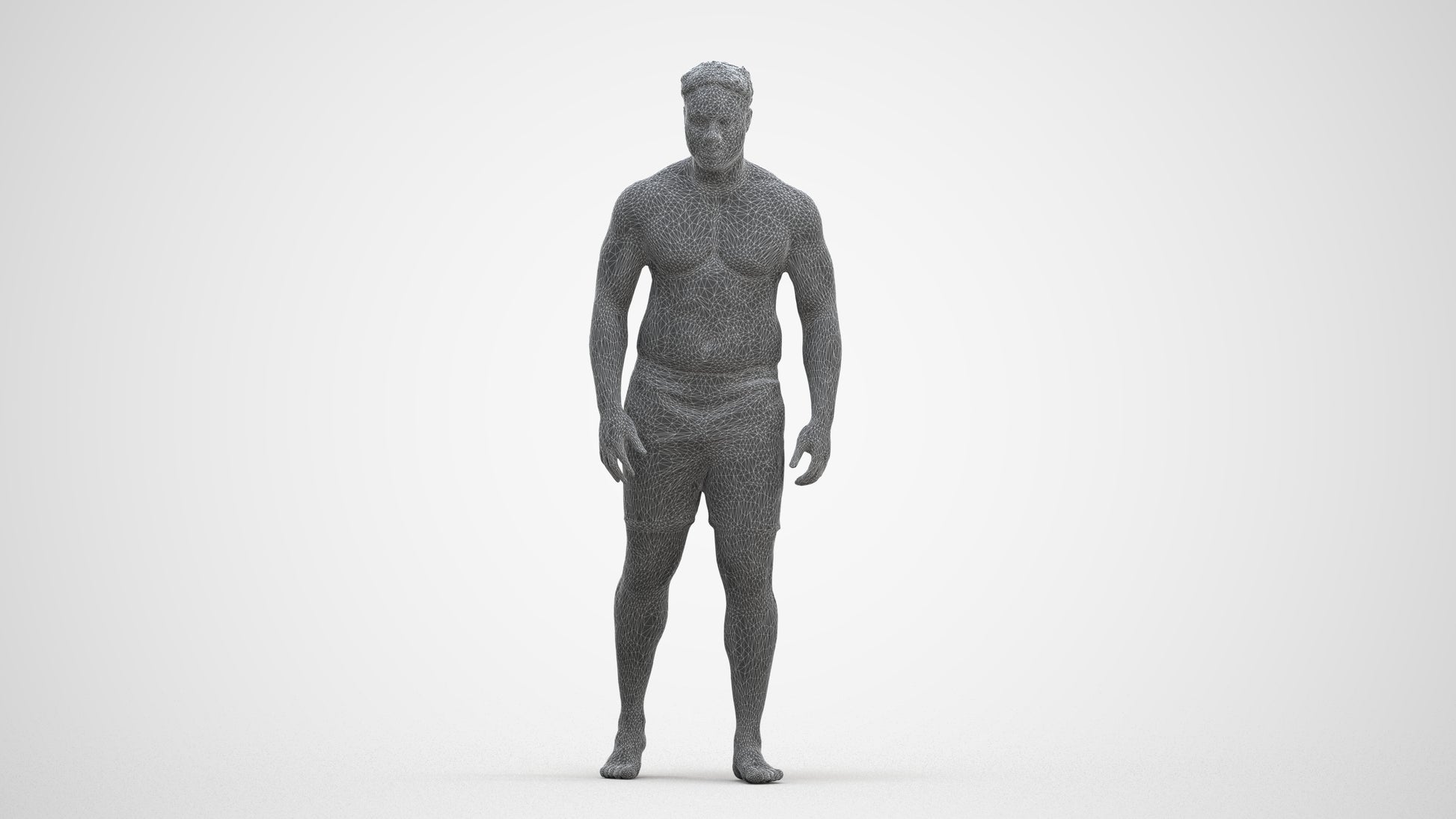 3D scanned man pool, photorealistic archviz people for Enscape and SketchUp, three-quarter front view render